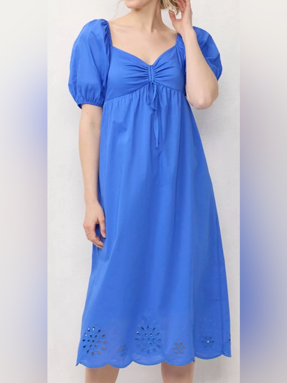 LC Lauren Conrad Royal Blue Puff-Sleeve Midi Dress